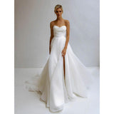 Brased Light Wedding Dress 2025 French New Small Temperament Simple Temperament Travel Tailed Large-Size Wedding Dress HZ0517