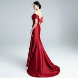 One-Word Shoulder Fishtail Toasted Female Thin Meat Bride Wedding Engagement Thanks To The Banquet High-End Feeld Noodle Dress HZ0517