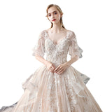 Light Wedding Dress 2026 New Bridal Temperament Hebsen System Super Fairy Dream Star Long Tail Deep V HZ0517