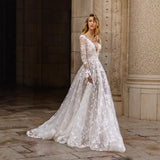 2026 Wedding Dress Sexy Lace Long-Sleeved Dress Evening Dress HZ0517