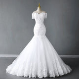 New 2026 Lace Women's Short-Sleeved Shoulder White Bridal Wedding Dress Dress Dress Dress Dress Dress HZ0517