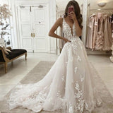 2026 Deep V Sexy Body Wedding Dress Autumn New Fashion Simple Famous Temperament Generous HZ0517