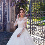 New Wedding Dress 2026 New WISH Sexy Round Neck Long Sleeves Fluffy Skirt HZ0517