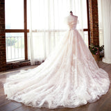 One-Word Shoulder Main Wedding Dress Tail New 2026 New Wedding Dress White Sexy Tailed Wedding Dress HZ0517