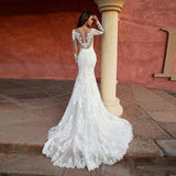 Wedding Dress 2026 New Sexy Deep V-Neck Fishtail Lace Wedding Dress Tail White Long HZ0517