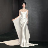Simplicity Of The Bridal Bridal French Simple High-End Welcome Out Of The Yarn White Bratail Tug-Tail Dress HZ0517