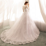 Long-Sleeved Round-Neck Wedding Dress 2026 Spring New Large-Size Fashion Retro Ponpong Bridal Tail Wedding Dress HZ0517