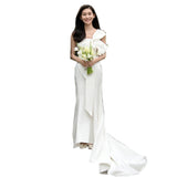 Light Wedding Trip Super Xian Sen 2026 New White Thin Bow Bow Outside To Take A Small Tail Dress Skirt HZ0517
