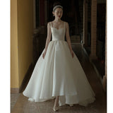 French Hepburn Light Wedding Dress Super Fairy Dreamson Slings Out The Yarn Temperament Simple Vertiny Retro Dress HZ0517
