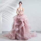 Hanging Dress 2026 New Pink Bride Wedding Toast Dinner Annual Art Exam Tail Wedding Dress HZ0517