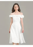 Korean Hepburn Evening Dress Birthday Banquet Temperament Ceremony Host Niche Shoulder White Dress Woman HZ0517