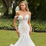 French Lace Wedding Dress 2026 New High-Quality Retro Fishtail Super Fairy Out Of The Yarn Drag Tail Shoulder Yarn HZ0517