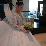 New Long-Sleeved Heavy Industrial Wedding Dress 2025 Bride Big Drag Tail Showing Thin And High-End Main Wedding Dress HZ0517