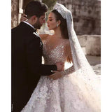 2026 New Wedding Dress African Bride Wedding Lace Long-Sleeved Wedding Dress HZ0517