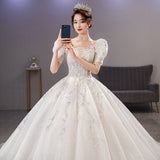 French Light Main Wedding Dress 2026 New Spring Bride Small Sleeves With Thick Arm Temperament Big Tail Wedding Dress HZ0517