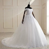 Bride One-Word Shoulder Main Wedding Dress 2025 New Large-Size White Thin Wedding Dress Wedding Dress HZ0517