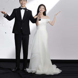 French Light Wedding Dress New Simple One-Shoulder Fish Tail Thin Sen Family Travel Photography Dream Bride Welcome Yarn HZ0517