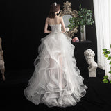 2026 New Front And Back Long Tailed Light Wedding Dress Princess Cake Short Skirt Wedding Ceremony HZ0517