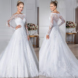A-Word Shoulder A Word Neatly Long-Sleeved Wedding Wedding Bridal Banquet Modest 2026 New Wedding Dress HZ0517