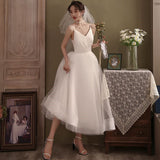 White Mesh Simple 2026 New V Famous Party Party Wedding Dress Wedding Dress Girl Fairy HZ0517