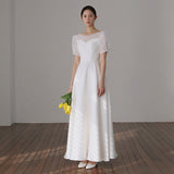 French Light Wedding Dress 2026 New Density Simple Light Yarn White Dress Dress Welcome Out Of The Yarn HZ0517