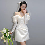 Japanese And Korean Densified Light Wedding Dress Bride Certificate Short Skirt Simple Travel To Shoot Small Man Dress HZ0517