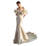 Sing Face Light Wedding Dress 2026 New Bridal Letter-On-Shoulder Retro Fishtail Simple Atmospheric Temperament Elegant Wedding Dress HZ0517