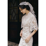 New Chinese-Style Light Wedding Dress Senior Feel Laceson Linen Retro National Style Engagement Cheongsam Bride Out Of The Cabinet Back Door HZ0517