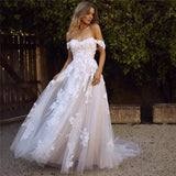Lace Defection Wedding Dress 2026 New Female Sweetie Side-Back Princess Bridal Party Shoulder Wedding Dress HZ0517