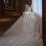 Long-Sleeved Wedding Dress 2025 New Main Yarn Dress Pregnant Women's High-Quality Heavyweight French-Style Small Size HZ0517