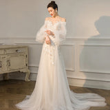 French Light Wedding Dress 2026 New Temperament Bride Wedding Lawn Wedding Linen Super Fairy Out To Welcome Small Tail HZ0517