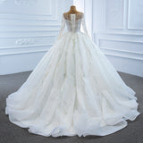 Long-Sleeved Classic Wedding Dress 2026 New Bride Wedding Yarn Spring Temperament Tailing Ceremony Dress HZ0517