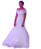 2026 New Wedding Dress Bridal Fishtail Shoulder Lace Wedding Dress HZ0517