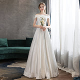 One-Word Shoulder-Sand-Faced Light Wedding Dress 2026 New Bride White Simple To Go Out Yarn Small Trip Wedding Dress HZ0517