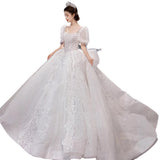 Wedding Dress 2026 New Bridal Yarn French Small Retro Large-Size Super-Sunbehed Big Tail Wedding Dress HZ0517