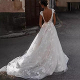 Stylish Simple Wedding Dress Long Sleeve Deep V Travel To Shoot White Little Bride Going Out Retro Woman HZ0517