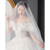 Wedding Bride Drag-Tailed Sexy 2025 New White Breast Lace Simple Fairy Temperament Wedding Dress F89 HZ0517