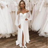 Wish New Evening Dress Pearl Bubble Sleeve Wedding Dress Sexy Breast-Wearing HZ0517