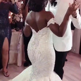 One-Word Shoulder Wedding Dress 2026 New Bridal Main Yarn Small Heavy Industry Luxury Retro Pregnant Woman Tail Dress HZ0517