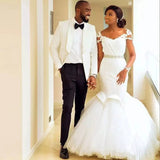 African Bride Round-Neck Wedding Dresses Mermaids Dressed Withed Big Tail Wedding Dresses HZ0517