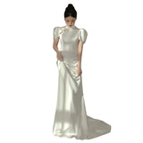 Scenic Face Light Wedding Dress 2026 New Bridal Simple Temperament Chinese Style Back Go Out Yarn Lined With Small Dress Dress HZ0517