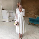 Travel Shot Wedding 2026 Spring New Marriage Long-Sleeved Super Fairy Simple White Registration License Evening Dress Dress HZ0517