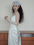 French Light Wedding Dress Sen Is A Simple Small Drag-Tail Embroidery Lace Super Fairy Go Out Yarn Chest To Welcome The Evening Dress HZ0517