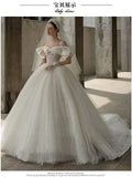 One-Word Shoulder Wedding Dress Bride 2026 New Temperament Main Yarn High-Quality Court Style French Large Tail Light Pregnant Woman HZ0517