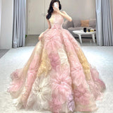 Wedding Dress 2026 New Flower Tug-Tail Bride Wedding Performance Art Examination Breast High-End Light Luxury Travel Dress Dress Dress Dress Dress HZ0517