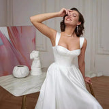 Wish Simple Elegant Sling Travel Wedding Dress Short Ribbon Wedding Dress HZ0517
