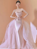 The Theme Of The Studio Wedding Dress Pink Couple With Breasts To Collect Waist Fishtail Butterfly Butterity Sleeveless New Korean Version Of Dress HZ0517