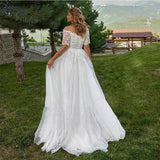 New Women's Wedding Dress Sexy One-Word Shoulder Lace Dress Wedding Dress Plus Code Wedding Dress HZ0517