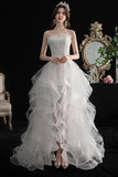 2026 New Front And Back Long Tailed Light Wedding Dress Princess Cake Short Skirt Wedding Ceremony HZ0517