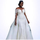 Wedding Dress 2026 New Shoulder Long-Sleeved Bride Wedding Fishtail Evening Dress Lace Wedding Dress HZ0517